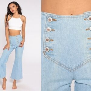90s Flare Jeans Light Wash Bell Bottoms High-Waisted Light Blue Flare Jeans